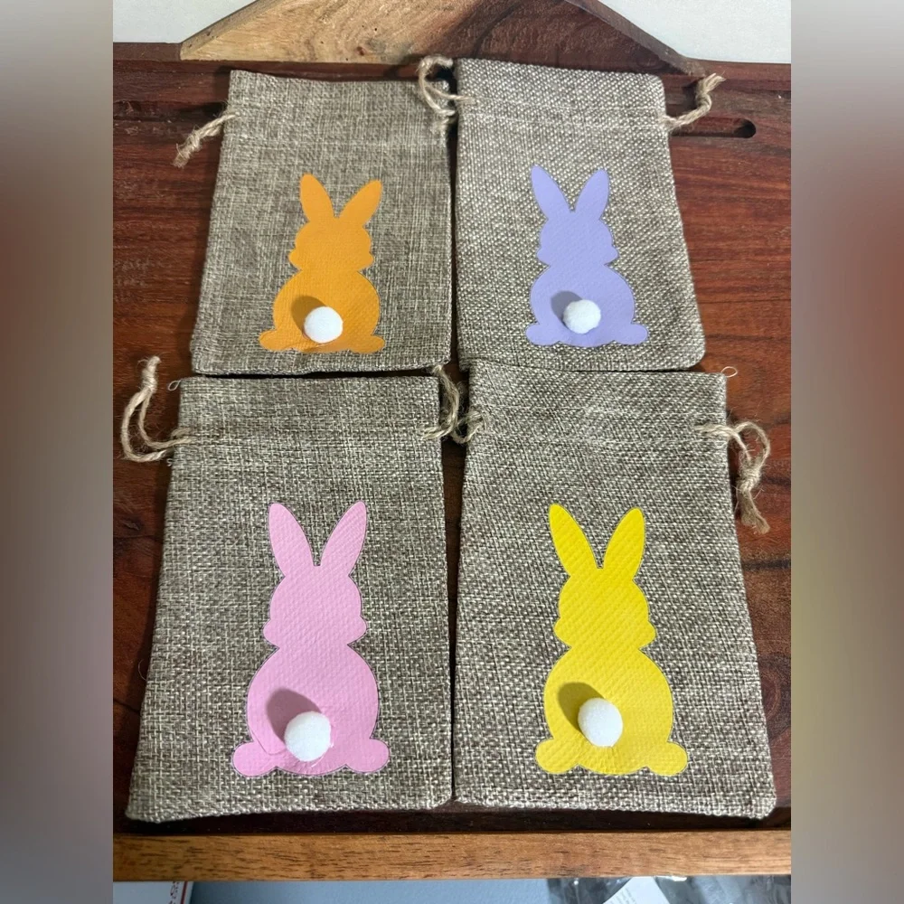 Colorful Bunny Burlap Party Favor Bags